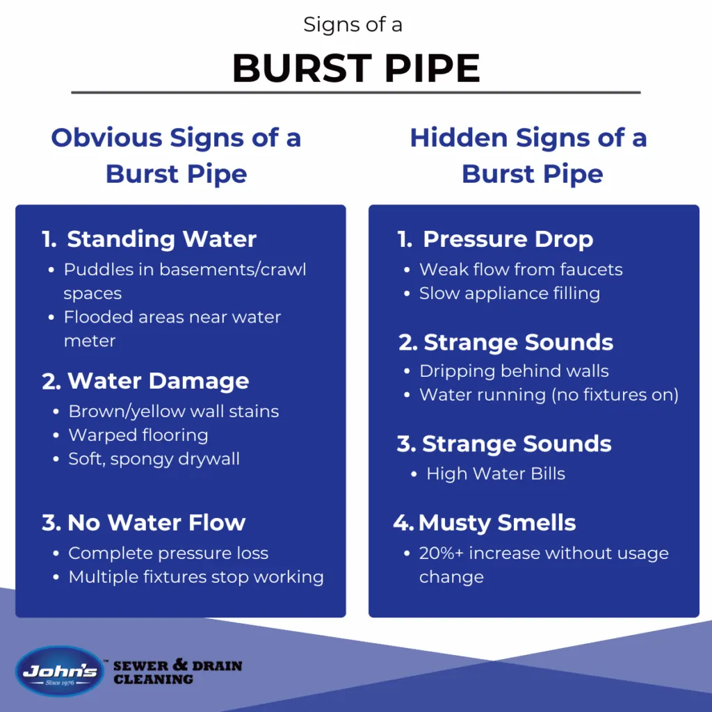 Burst pipe plumbing emergency